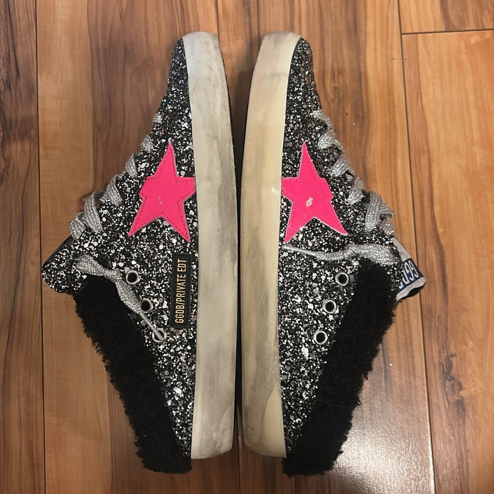 Golden Goose Black and Silver Glitter Sneakers - Picture 6 of 7